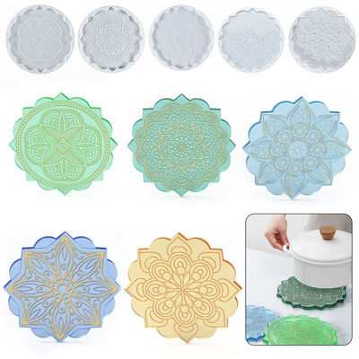 DIY Crystal Dropper Grinding Tool Mandala Pattern Coaster Table Decoration Silicone Mold Spot Wholesale