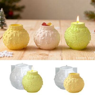 Embossed Pattern Round Ball Lantern Candle Ornament Silicone Mold DIY Easter Aromatherapy Gypsum Mold