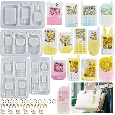 DIY Drip Glue Flowing Sand Mold For Mobile BB Interphone Phone Flowing Sand Pendant Keychain Silicone Mold