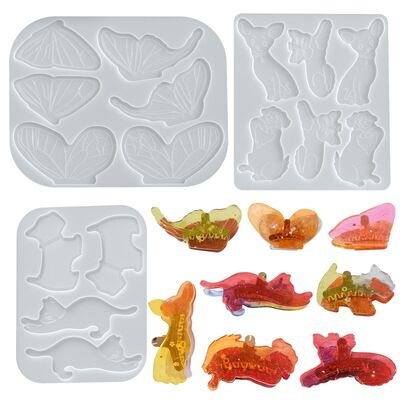 DIY Crystal Dropper Resin Butterfly Wings Kitten Puppy Hair Clip Hair Clip Jewelry Silicone Mold