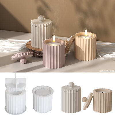 European-style Cylindrical Gear Storage Jar Silicone Mold DIY Scented Candle Gypsum Cup Resin Drip Mold