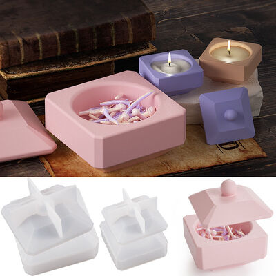 Drip Glue Square Storage Box Grinding Tool DIY Cement Gypsum Soybean Candle Container Candle Holder Silicone Mold
