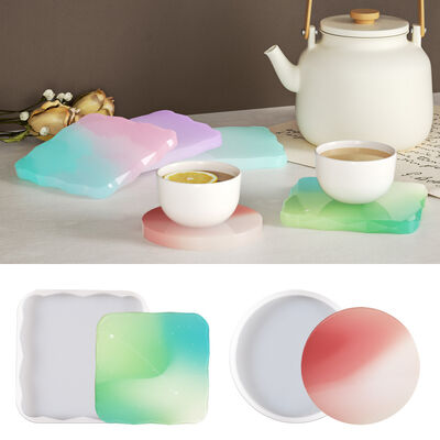 DIY Crystal Dropper Resin Gypsum Coaster Silicone Mold Square Lace Circular Table Coaster Grinder