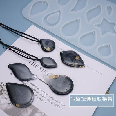 DIY Droplet Pendant Mold Non Polishing Geometric Water Drop Star Pendant Earrings Necklace Silicone Mold