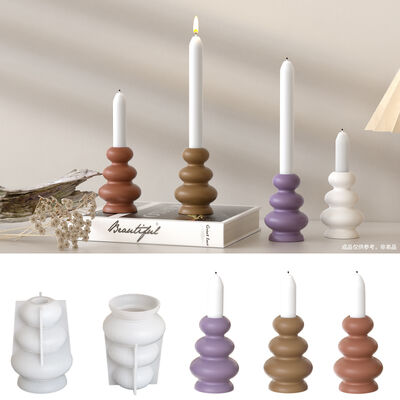 Ins Wind Stacked Circle Candlestick Pendulum Silicone Mold Aromatherapy Gypsum Candle Base Drip Grinding Machine