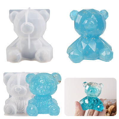 Diamond Bear Ice Grid Silicone Mold DIY Cutting Surface Stereoscopic Geometry Bear Candle Pendant Dropping Grinding Tool