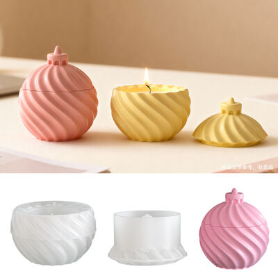 DIY Aromatherapy Gypsum Resin Rotating Stripe Bell Storage Can Candle Cup Ornament Silicone Mold