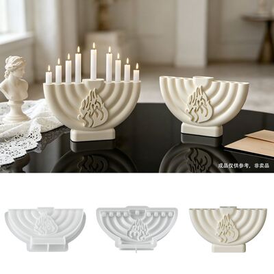 Cross Border Hot Selling Flame Pattern Nine Hole Candle Holder Silicone Mold DIY Aromatherapy Candle Decoration Gypsum Mold