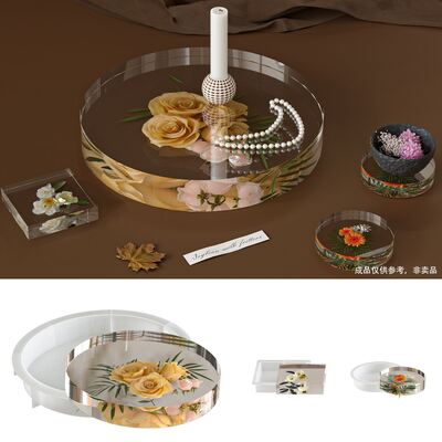 Crystal Dropper Resin Circular Tray River Desktop Small Circular Square Coaster Silicone Mold