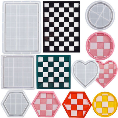 DIY Dropper Glue Rectangular Heart-shaped Hexagonal Circular Chessboard Grid Dish Tray Gypsum Silicone Mold