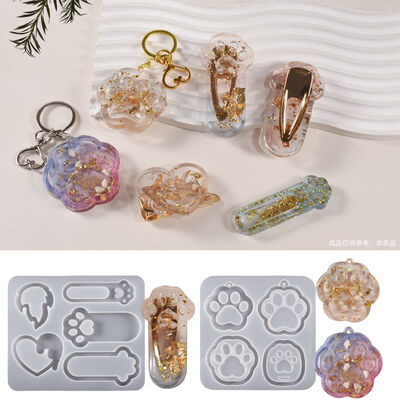 DIY Drip Glue Mold Love With Hole Cat Claw Flow Sofa Clip Pendant Pendant Keychain Silicone Mold
