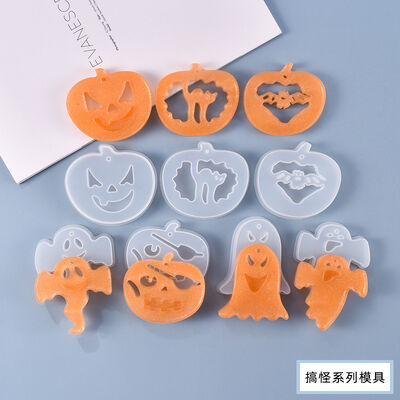 DIY Crystal Dropper Mold Funny Halloween Pendant Series Pumpkin Ghost Hanging Silicone Mold