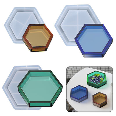 DIY Crystal Resin Tray Storage Box Mold Hexagonal Tray Hexagon Storage Box Silicone Mold