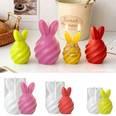 Conejo de Pascua en espiral Molde de silicona hecha a mano Aromaterapia de bricolaje Candela de yeso Ornamento de piedra perfumada Molde de caída