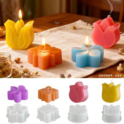 DIY Flower Dropper Mold Aromatherapy Gypsum Tulip Orchid Flower Ornament Candle Silicone Mold