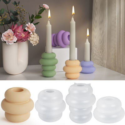Crystal Dropper Nordic Multi-layer Circular Candle Holder DIY Cement Gypsum Ornament Silicone Mold