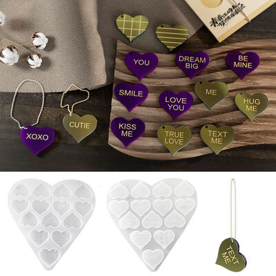 DIY Crystal Dropping Gel English Love Pendant Keychain Silicone Mold Valentine's Day Gift Pendant Grinding Machine
