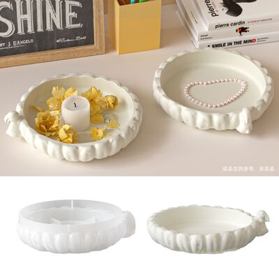 Easter Lace Rabbit Tray Silicone Mold DIY Aromatherapy Gift Dish Plate Decoration Gypsum