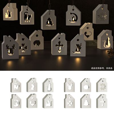 Easter Silicone Mold DIY Six Grid Hollow Christmas House Candle Holder Decoration Hanging Gypsum Mold