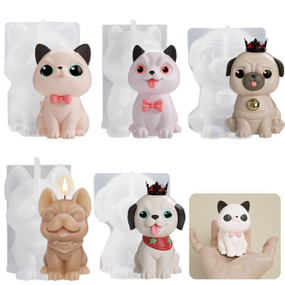 DIY Drip Glue Kitten Hashchi Fighting Golden Retriever Dog Candle Gypsum Pendant Keychain Silicone Stripping Mold