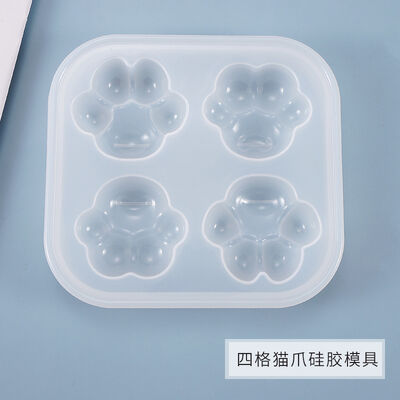 DIY Dropper Mold, Ice Grid Cat Paw Mold, 4-piece Mirror Cartoon Cake Mold, Cat Paw Silicone Mold