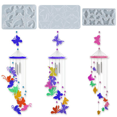 Crystal Dropper DIY Resin Butterfly Pendant Mold Butterfly Necklace Hanging Wind Chime Brooch Silicone Mold