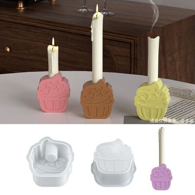 DIY Aromatherapy Gypsum Cement Paper Cupcake Ice Cream Candlestick Silicone Mold Candle Base Gypsum Mold