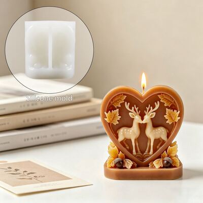 Cross Border Love Christmas Deer Ornament Silicone Mold DIY Aromatherapy Candle Platform Decoration Gypsum Mold