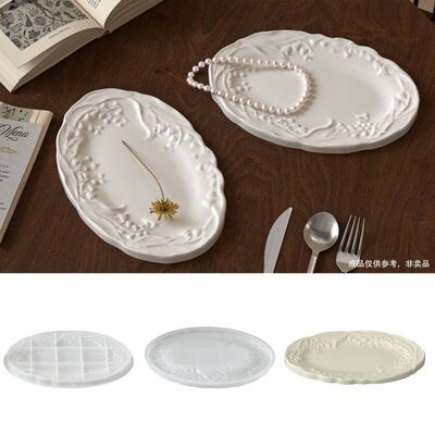 Ins Style European Style Tray Silicone Mold DIY Aromatherapy Gypsum Oval Dish Ornament Drip Glue Mold