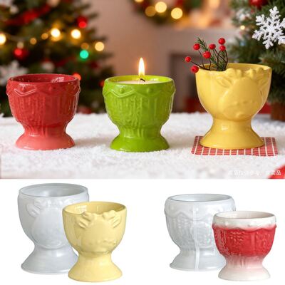 DIY Aromatherapy Gypsum Deer Pattern Yarn Weaving Pattern Storage Jar Candle Cup Silicone Mold