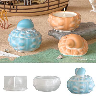 Cross Border New Product Hot Silicone Mold DIY Round Fat Conch Storage Can Candle Cup Gypsum Mold