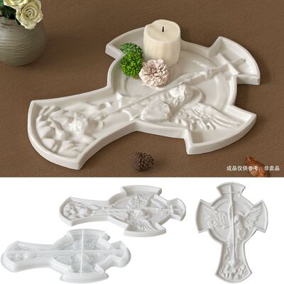 Mike Angel Cross Tray Silicone Mold DIY Aromatherapy Gypsum Candle Storage Ornament Dish Dropping Mold