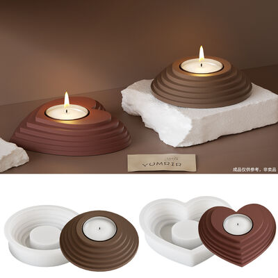 DIY Resin Drip Resin Gypsum Round Heart Terraced Step Candle Stand Base Accessory Decorative Table Silicone Mold