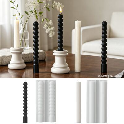 Ins Wind String Round Bead Stripe Bar Candle Silicone Mold DIY Bar Candle Base Mold