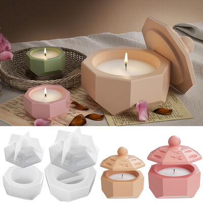 DIY Crystal Drip Glue Square Mouth Octagonal Circular Storage Box Jar Gypsum Candle Cup Flowerpot Ornament Silicone Mold