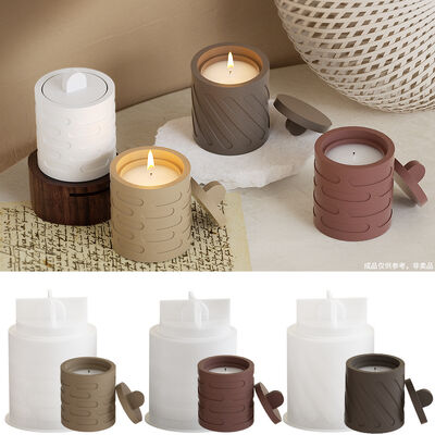 Crystal Dropper Resin Circular Stripe Storage Can DIY Gypsum Candle Cup Container Silicone Mold