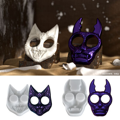 Halloween DIY Alien Devil Cat Head Tiger Head Outdoor Self Defense Hand Chain Keychain Silicone Mold