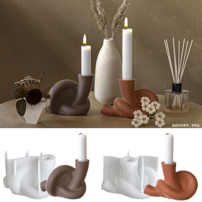 Aromatherapy Gypsum Cement Creative European Knot Long Candle Holder Gypsum Ornament Silicone Mold