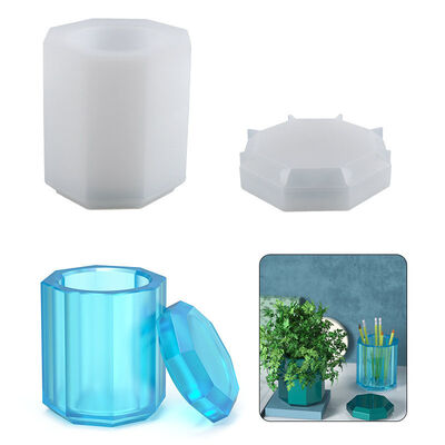 Crystal Dropper Gypsum DIY Grinding Tool Octagonal Pen Holder Storage Box Silicone Mold Source Wholesale