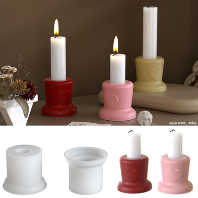 Love Cylinder Trapezoidal Candle Holder Base Dropper Mold DIY Aromatherapy Gypsum Candle Holder Silicone Mold