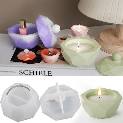 DIY Crystal Dropper Cement Storage Tank, Silicone Grinding, Polygonal Diamond Shaped Gypsum Candle Cup Decoration, Silicone Mold