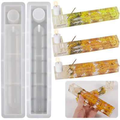 DIY Crystal Dropping Glue Geometric Strip Candle Stand Incense Insertion Ornament Grinding Gypsum Candle Stand Incense Stand Silicone Mold