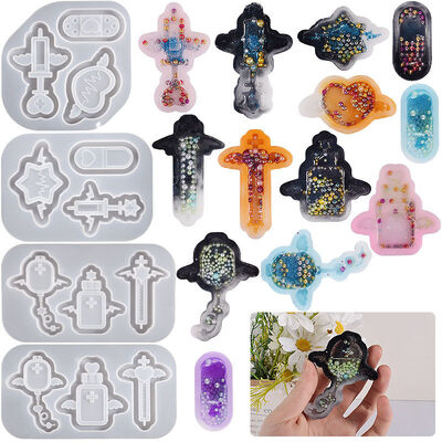 DIY Crystal Dropper Gum Mirror Demon Angel Quicksand Pendant Keychain Pendant Silicone Mold
