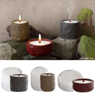 Dropping Glue Circular Space Storage Box Storage Bowl, Moon Patterned Candle Cup, Aromatherapy Gypsum Silicone Mold
