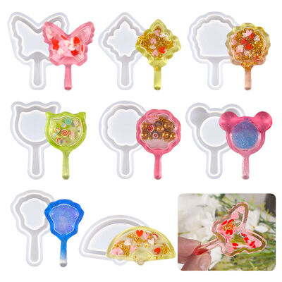 DIY Crystal Dropping Gel Butterfly Bear Leaf Fan Drifting Sand Pendant Keychain Pendant Silicone Mold