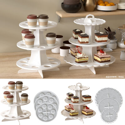 DIY Coffee Capsule Holder, Three-layer Fruit Cake Tray, Resin Gypsum Tray, Storage Rack, Silicone Mold