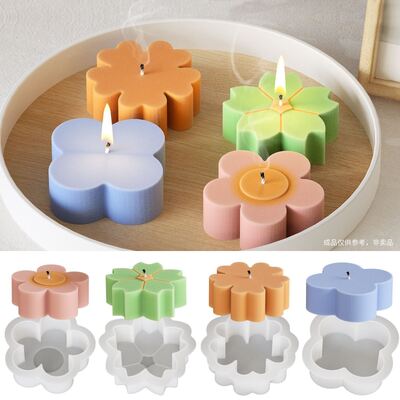 DIY Crystal Dropper Resin Gypsum Four Leaf Clover Five Leaf Petal Flower Candle Ornament Silicone Mold