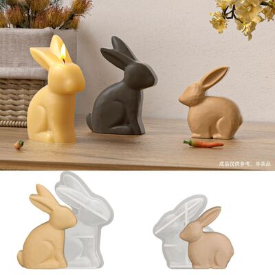 Easter Half Dimensional Rabbit Silicone Mold DIY Aromatherapy Candle Gift Rabbit Ornament Mold