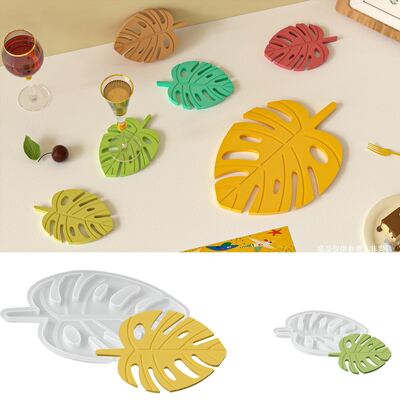 INS-style Leaf-shaped Cup Coaster Silicone Mold DIY Aromatic Resin Turtle Back Leaf Hollow Desktop Drip Mold