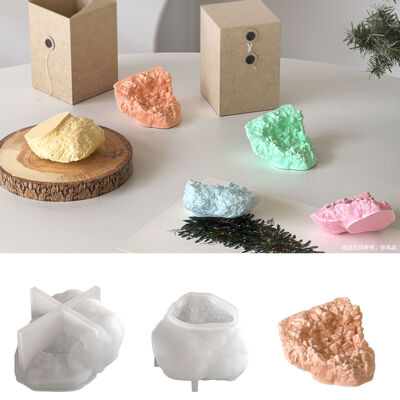 Simulation Gypsum Rock Stone Ornament Silicone Mold DIY Irregular Aromatherapy Candle Dropper Mold